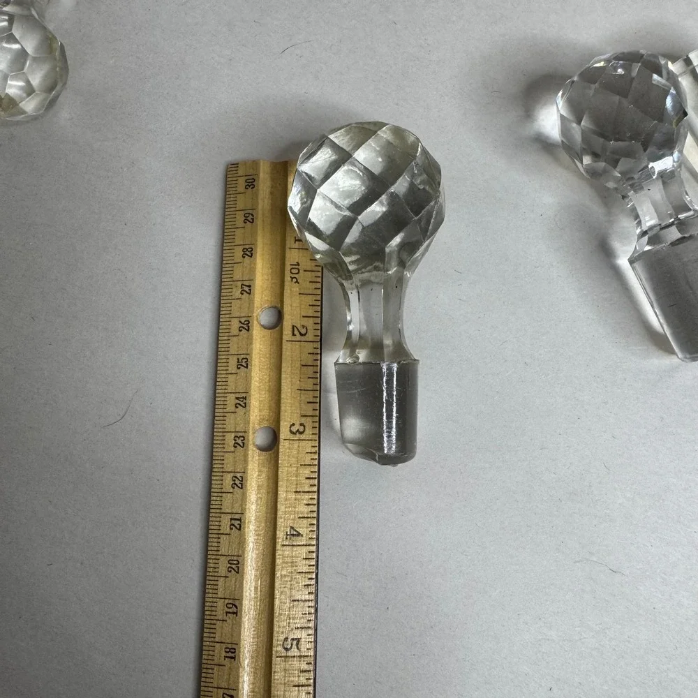 Vintage Clear Cut Glass Decanter Stoppers Lot of 5 Replacement Parts Mixed Style